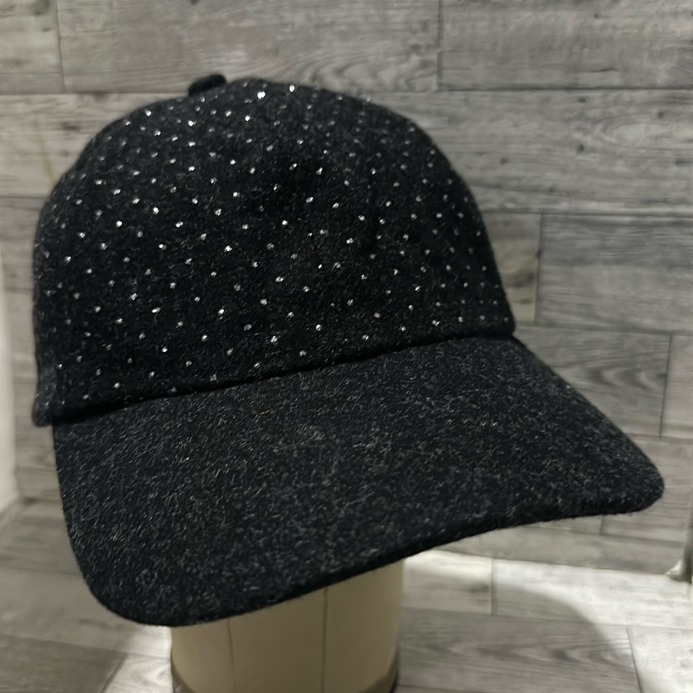 BCBG gray glittery wool blend baseball cap hat